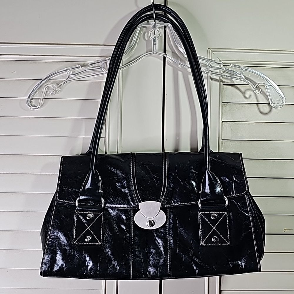 Shoulder Bag by East 5th, Leather, Black Silvertone Hardware 3 compartments